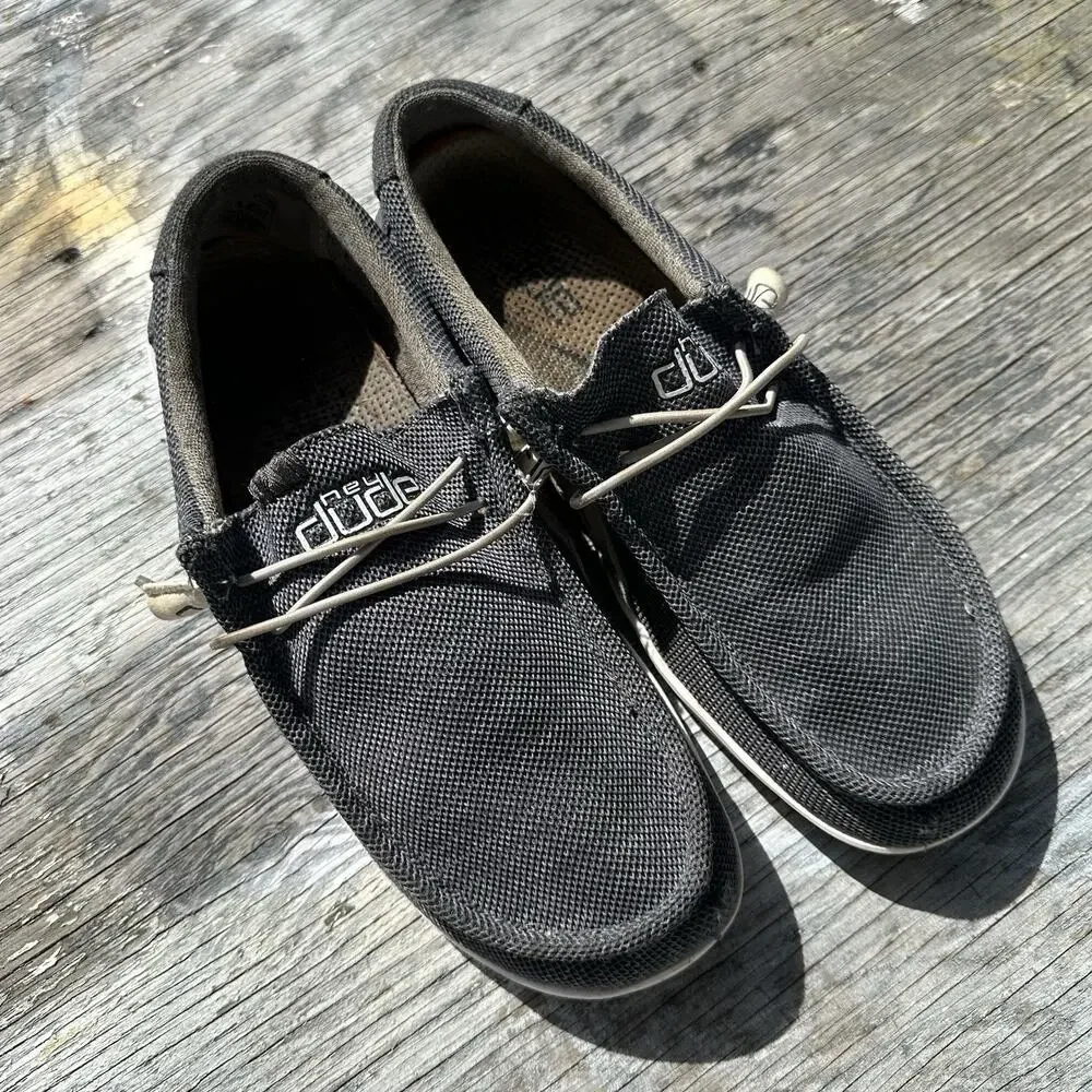 Hey Dude Wally H2O Graphite Men’s 10 Mesh Water Boat Loafer Slip On Shoe 975